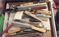 box lot old kitchen knives etc