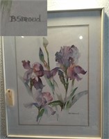Original art painting watercolor irises by B Strou