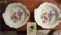 pair of hand painted plates marked OCCUPIED JAPAN