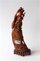Large carved horn Guanyin, riding on the back of a