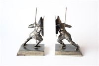 Pair of silverplate Spartan warrior figurines