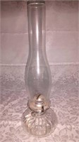 Antique glass oil lamp with flute 16 in tall