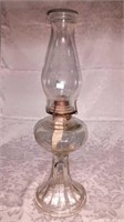 Antique glass oil lamp with flute 18.75 inch tall