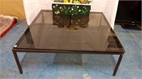 SQUARE GLASS COFFEE TABLE WITH METAL FRAME