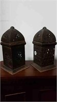 PAIR OF TIN CANDLEHOLDERS