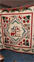 HAND STITCHED QUILTED FOLK ART WALL HANGING