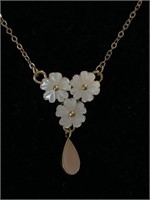 16" Sterling GF Necklace with Floral Pendant