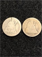 Lot of 2 Seated Liberty Dimes