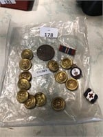 QTY OF MILITARY BUTTONS & TAG