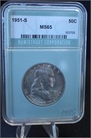 1951-S Franklin Half Dollar MS65