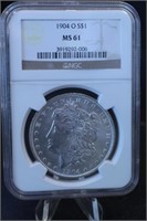 1904-O Morgan Silver Dollar NGC MS61