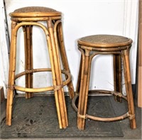Two Bamboo & Wicker Stools