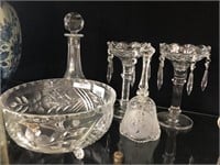 SHIPS DECANTER, CRYSTAL BOWL, BELL AND