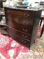 MAHOGANY QUEEN ANNE 5 DRAW CHEST