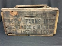 Zoria Farms Inc San Jose, CA 1994 Wood Crate Box