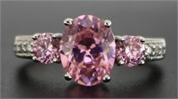 Oval 2.20 ct Pink Sapphire 3 Stone Designer Ring