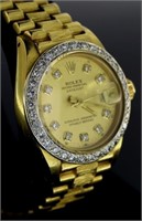 18kt Gold Ladies Presidential Rolex w/ Diamonds