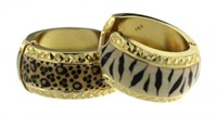 14kt Gold Leopard/Zebra Huggie Hoop Earrings