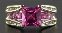 10kt Gold 4.50 ct Pink Sapphire & Diamond Ring