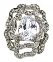 HUGE! 12.00 ct Oval White Topaz Party Ring