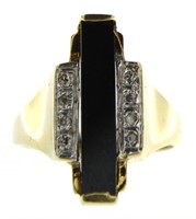 14kt Gold Antique Art Deco Onyx & Diamond Ring