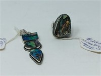 Abalone & silver pendant & Abalone ring