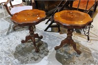 Pair of Italian style inlaid timber wine table