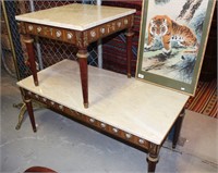 Italianate marble topped coffee table plus