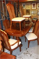 American style burr walnut dining suite