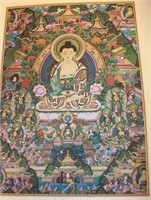 Printed Buddha artwork, on material, 37cm X 26cm T