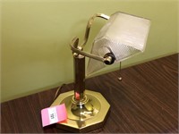 Brass Desk Lamp w/ glass shade