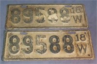 (2) 1918 License Plates