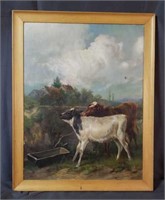 Original Early Oil Agricultural Painting