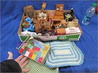 collection of vintage doll furniture