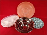 Steel Mixing Bowls and Plastic Containers