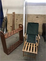 Garden tool caddy and lawn chair