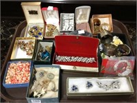Tray of costume jewelry