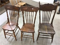 3 pressed back chairs