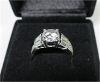 Sterling silver cubic zirconia cocktail ring with