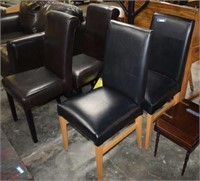 Four Faux Leather Chairs - Two Black & Two Brown
