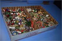 Two Boxes of Christmas Costume Jewelry