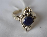 Sterling Silver Ring w/ Faceted Lapis