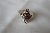 Sterling Silver Ring w/ Opal & White Stones