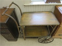 Antique wicker & wood tea cart