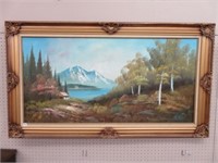 Framed landscape oil painting