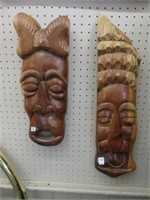 2 wood carved wall hangings