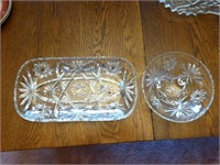 3 Matching crystal pieces:  tray-12", bowl &
