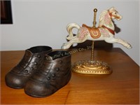 Bronze baby shoes & carousel horses