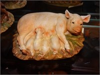Porcelain sow & piglets figurine
