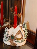 Winter scene house with Santa & Reindeer on globe